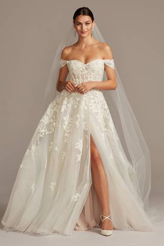 Picture of Floral Tulle Wedding Dress with Removable Sleeves