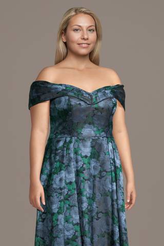 Picture of Floral Brocade Sweetheart Tea-Length A-Line Dress