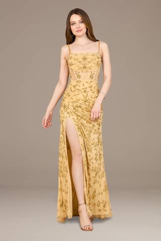 Picture of Beaded Corset Gown with Slit