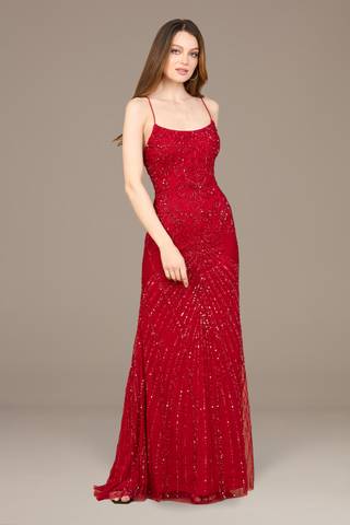 Picture of Lace Up Open Back Beaded Dress