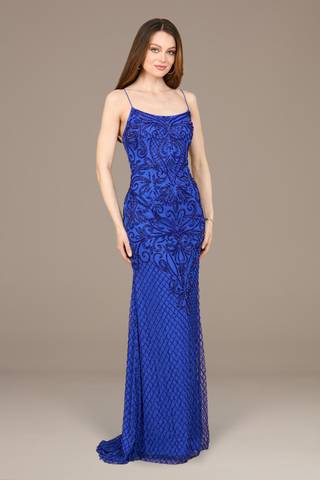 Picture of Lace Up Open Back Beaded Dress