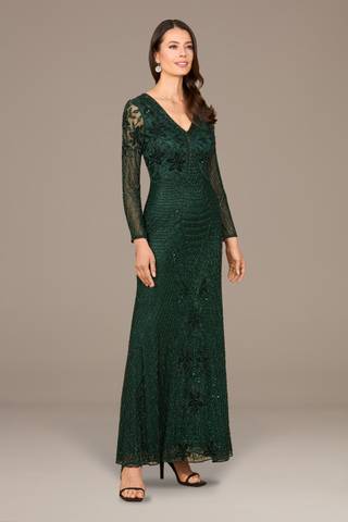 Picture of Long Sleeve Beaded Maxi Gown