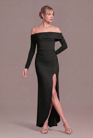 Picture of Long Sleeve Off the Shoulder Mesh Sheath Dress