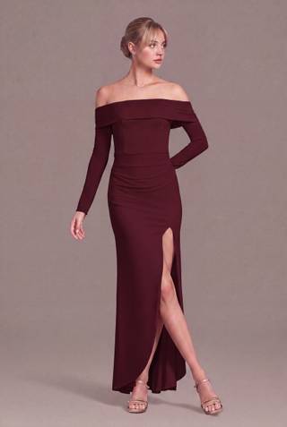 Picture of Long Sleeve Off the Shoulder Mesh Sheath Dress