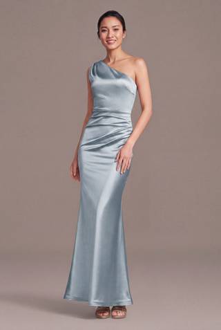 Picture of Sculpting Satin One-Shoulder Dress with Back Tie