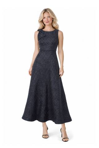Picture of Poly Jacquard Bow Shoulder Brocade Gown