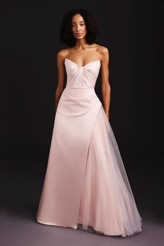 Picture of Satin and Tulle Dress with Sculpted Neckline