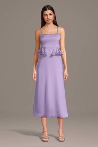 View Celebrate DB Studio Matte Satin Peplum Tank Junior Slim A-Line Dress in all available color and sizes Picture of Matte Satin Peplum Tank Junior Slim A-Line Dress
