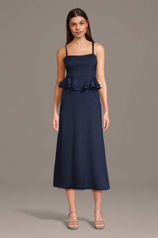 Picture of Matte Satin Peplum Tank Junior Slim A-Line Dress