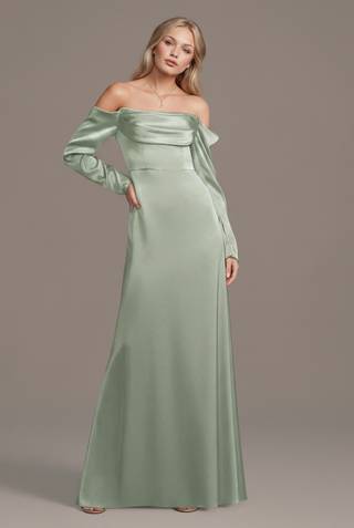 Picture of Charmeuse Off-the-Shoulder Long-Sleeve Dress