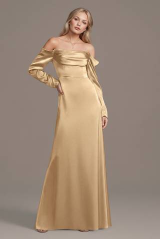 Picture of Charmeuse Off-the-Shoulder Long-Sleeve Dress