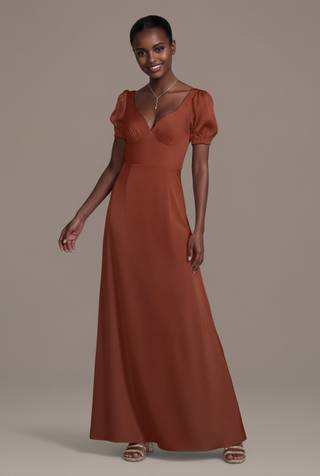 Picture of Matte Satin Short Sleeve A-Line Dress