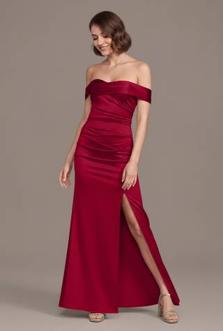 Picture of Sculpting Satin Off-the-Shoulder Mermaid Dress