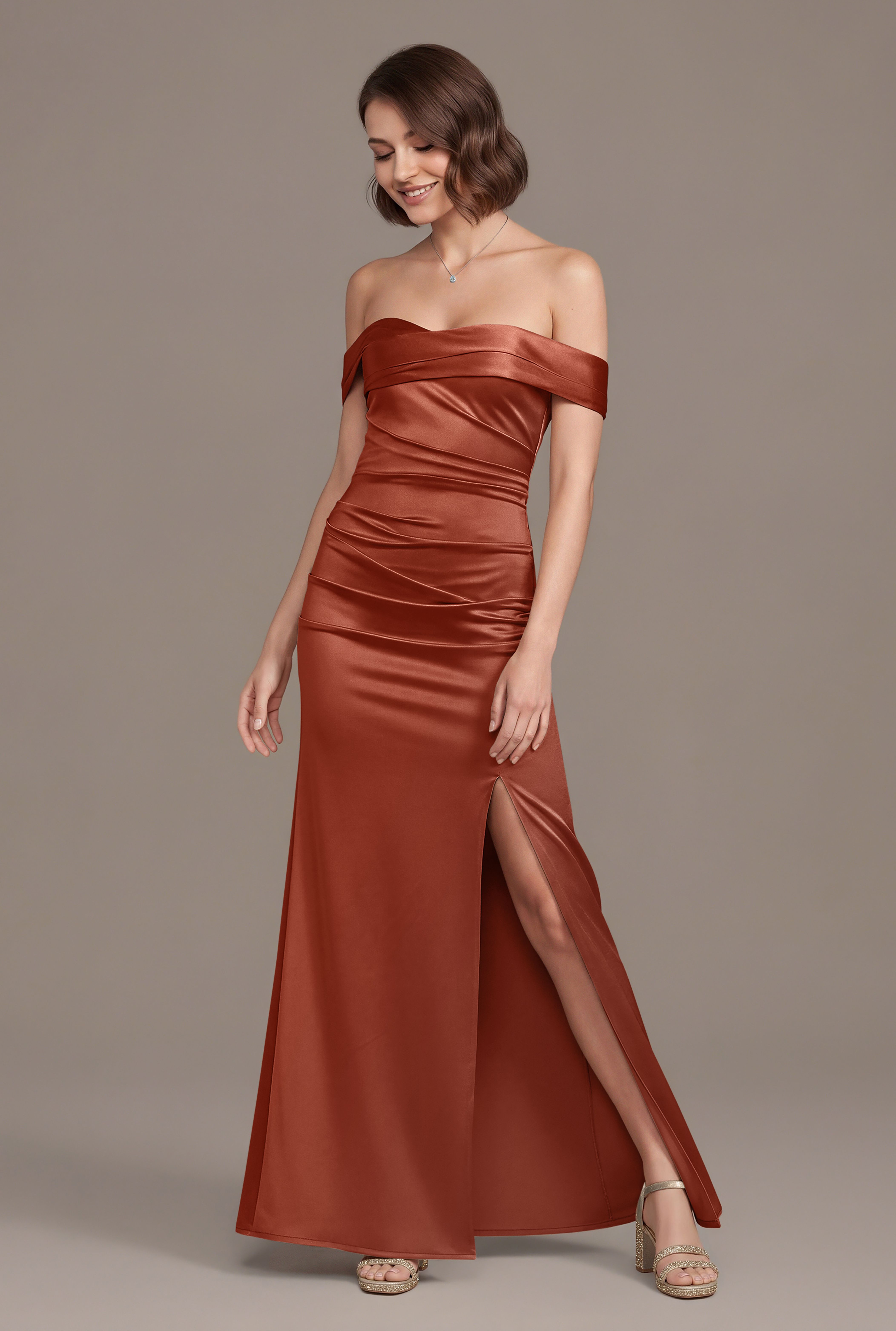 brown gold bridesmaid dresses in Chocolate & Mocha Tones BIS-04-29-24