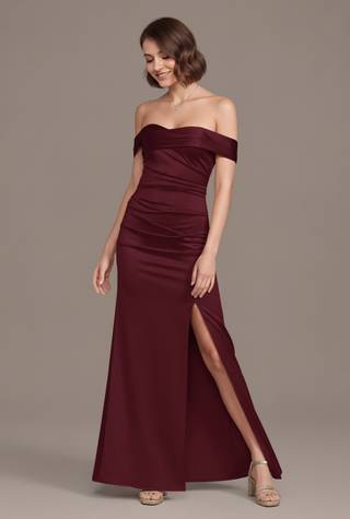 Picture of Sculpting Satin Off-the-Shoulder Mermaid Dress