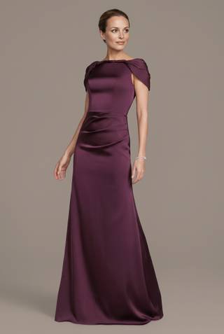 Picture of Matte Satin Scoop Sheath Dress with Draped Back