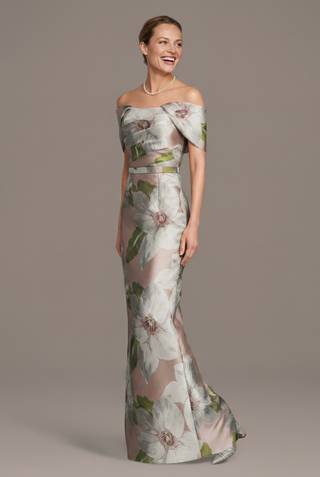 Picture of Floral Brocade Off-the-Shoulder Sheath Dress