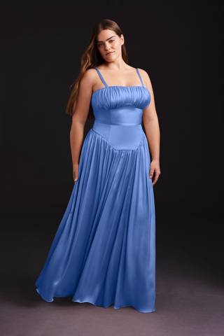View Vera Wang Bride Crinkle Chiffon Basque Waist Dress with Tie Belt in all available color and sizes Picture of Crinkle Chiffon Basque Waist Dress with Tie Belt