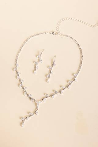 Picture of Delicate Crystal Leaf Jewelry Set