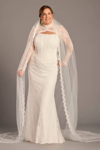 Picture of Scalloped Sequin Lace Cathedral Wedding Veil