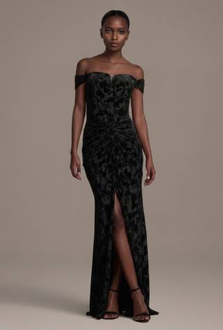 Picture of Ruched Velvet Off-the-Shoulder Sheath Dress