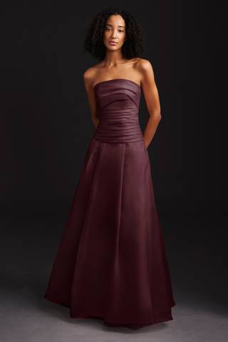 Picture of Strapless Organza Pleated Bodice Drop Waist Dress