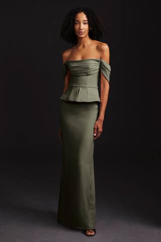 Picture of Stretch Crepe Corset Dress with Peplum