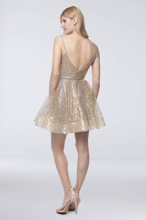 fit and flare sequin dress Poly USA 9214