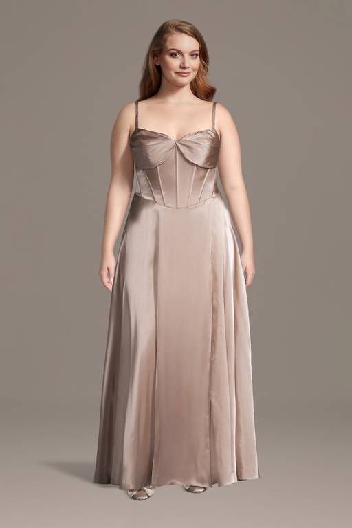 charmeuse square neck corset sheath dress Charmeuse Corset Bodice A-Line Dress