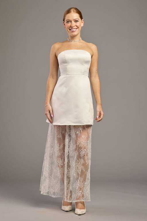 dress with lace underskirt Lace Satin Slip Dress  ESTHE