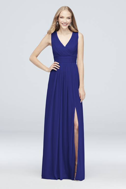 long mesh pleated tank bridesmaid dress Modest Navy Blue Polka-dot collection:loud-linen Size:12-24M May be worn with