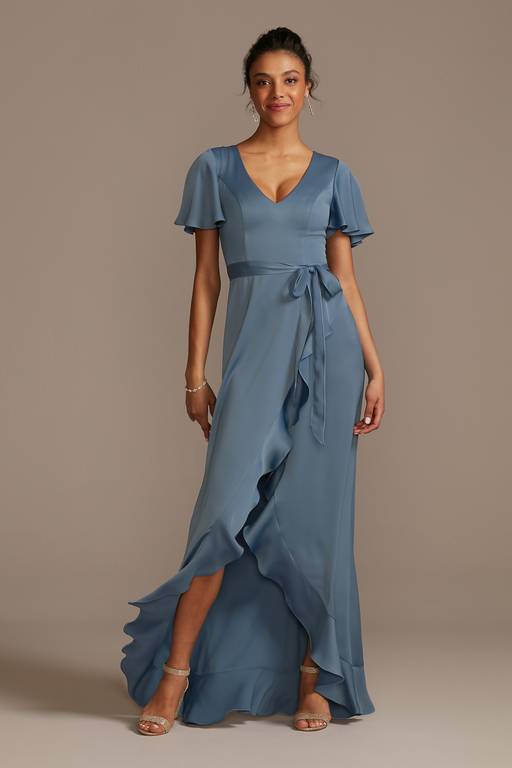 steel blue dress bridesmaid Azazie Keyla