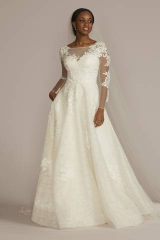 Picture of High Neck Long Sleeve Illusion Wedding Dress