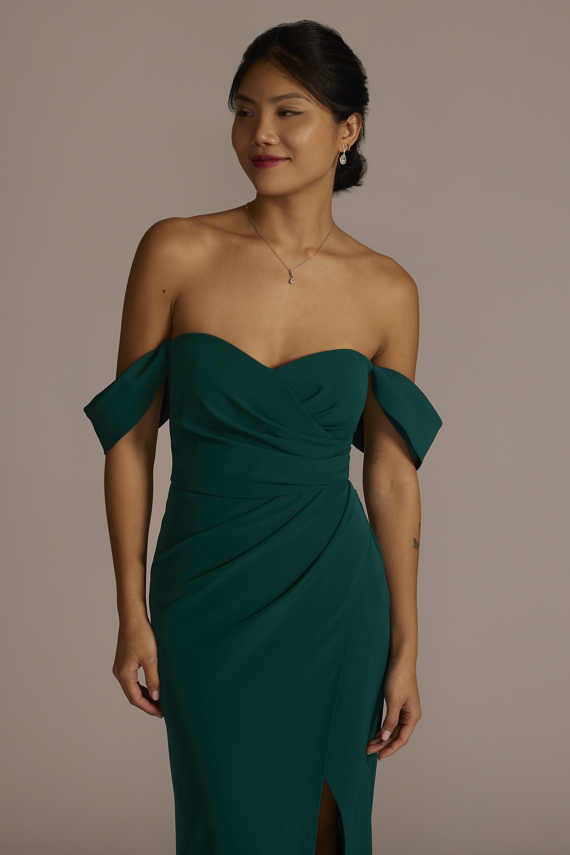 Stretch Crepe Off-the-Shoulder Dress