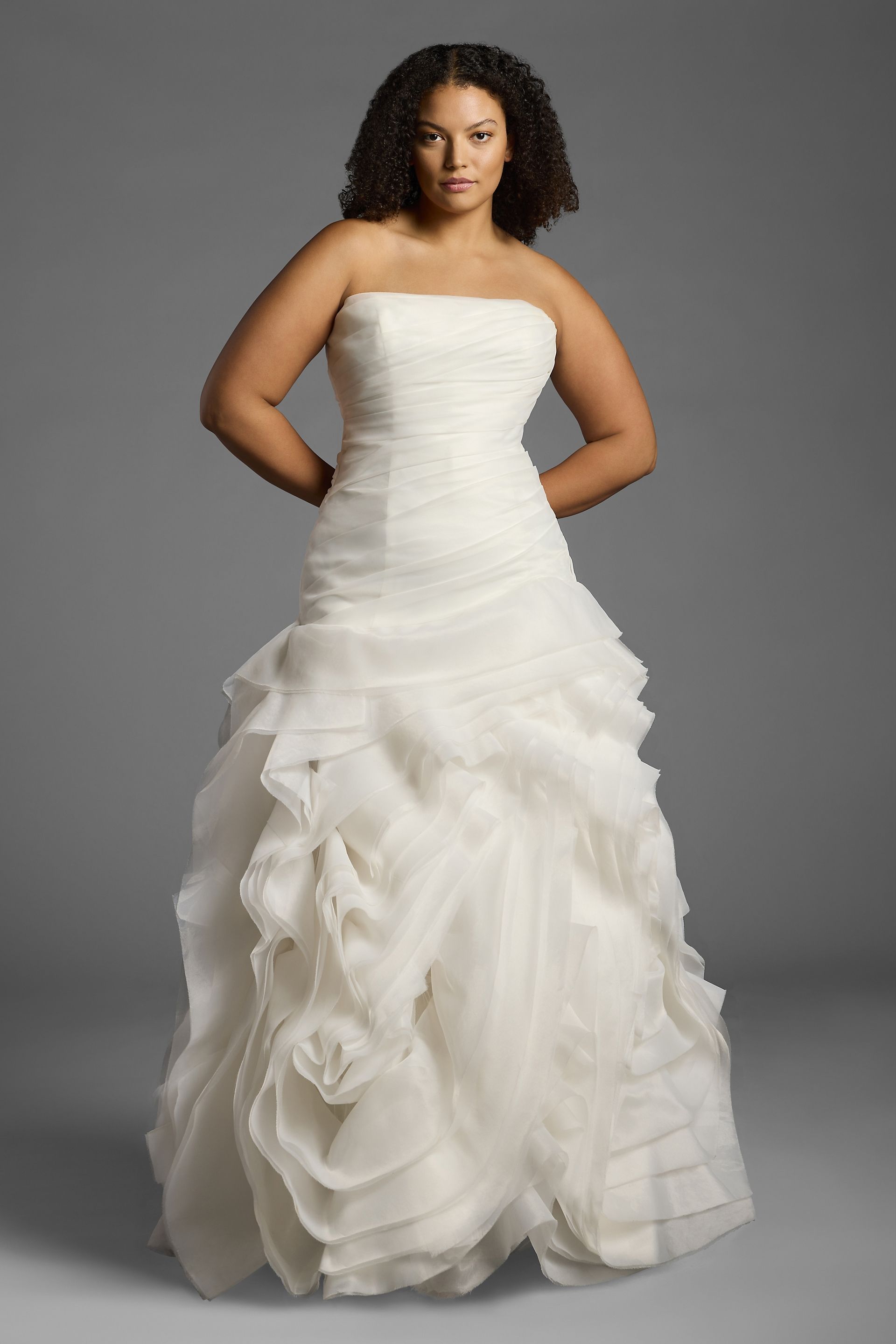 White by Vera Wang Organza Trumpet Wedding Dress | David's Bridal
