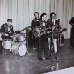 Ray Price & the Cherokee Cowboys in San Antonio, TX circa 62' L/R Buddy Emmons / Jan Kurtis /Pete Wade / Ray Price / Art Bishop & Shorty Laveder