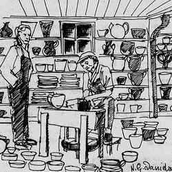 Tegning av Simon Pottemaker  i Sandnes Tidene