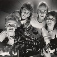 Damage 1986 Harry Olav Wiik,Cato Thorsen, Roger Thorsen. Jon Sjøen. foto: Harald Nordbakken/Haugesunds Avis/lagt ut av Jon Sjøen