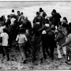 Statister  i musikkvideon til Stakkars Viking foto Jærbladet/Tarjei Sel