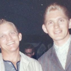 Getting ready to appear at the Hollywood Bowl. Gary Crosby & me. Good memories. Great guy. Bings son