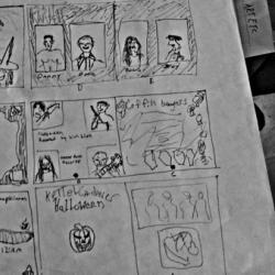 Dallas (the Chancellor of the Mighty MEAT GRINDER) a rough sketch of KETTLE CADAVER Halloween EP from 1996