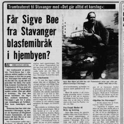 klipp fra Rogalands Avis, lørdag 7. mai 1983