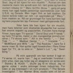Intervju med David Soul , klipp fra avisen Norrøna , torsdag 15. mai 1980