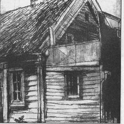 Lesehjemmet til Sverre Emil Lura klipp Rogalands Avis tegning: Sverre Lura