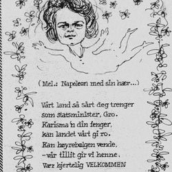 Sang diktet av Alf Høiland, tilegnet Gro Harlem Brundtland Klipp fra Rogalands avis