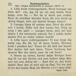 sang av Oscar Riis klipp fra Redningsselskapets sangbok