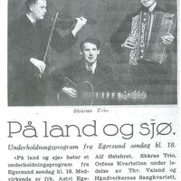 Skåras trio faksimile fra "Hallo hallo" 1939