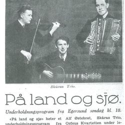 Skåras trio faksimile fra "Hallo hallo" 1939