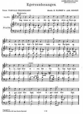 Noter til Egersundssangen.