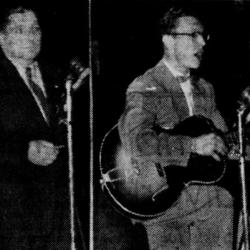 Johan Aaarthun sammen med imitator Andreas Fjelde foto Stavangeren